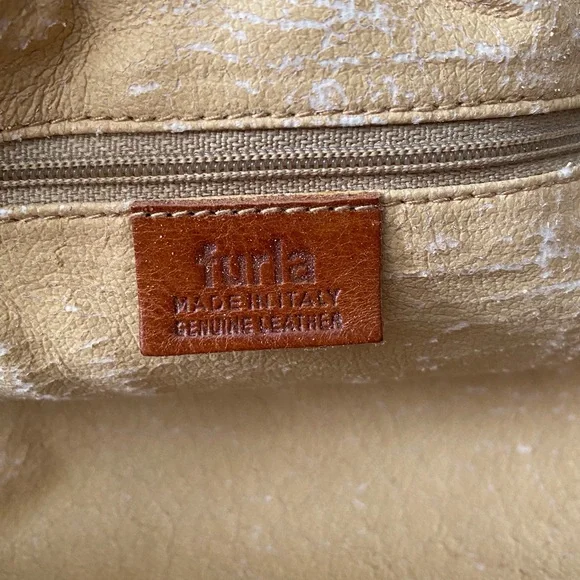 Furla Suede Vintage Brown Crossbody Gold Hardware looks like tiny cat paw prints
